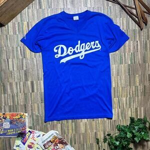 Vintage 90s Los Angeles Dodgers Tee Mens Medium Blue White Baseball Shirt